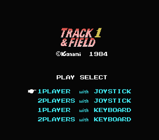 Track & Field 1 title screen for MSX